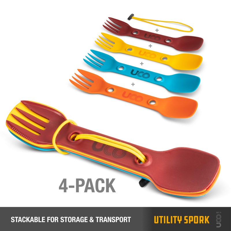 UCO Utility Spork Camping Spoon-Fork-Knife Utensil, 4 Pack - Image 3